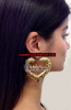 14K Gold Overlay heart bamboo 1 1/2" any name earring/PERSONALIZED